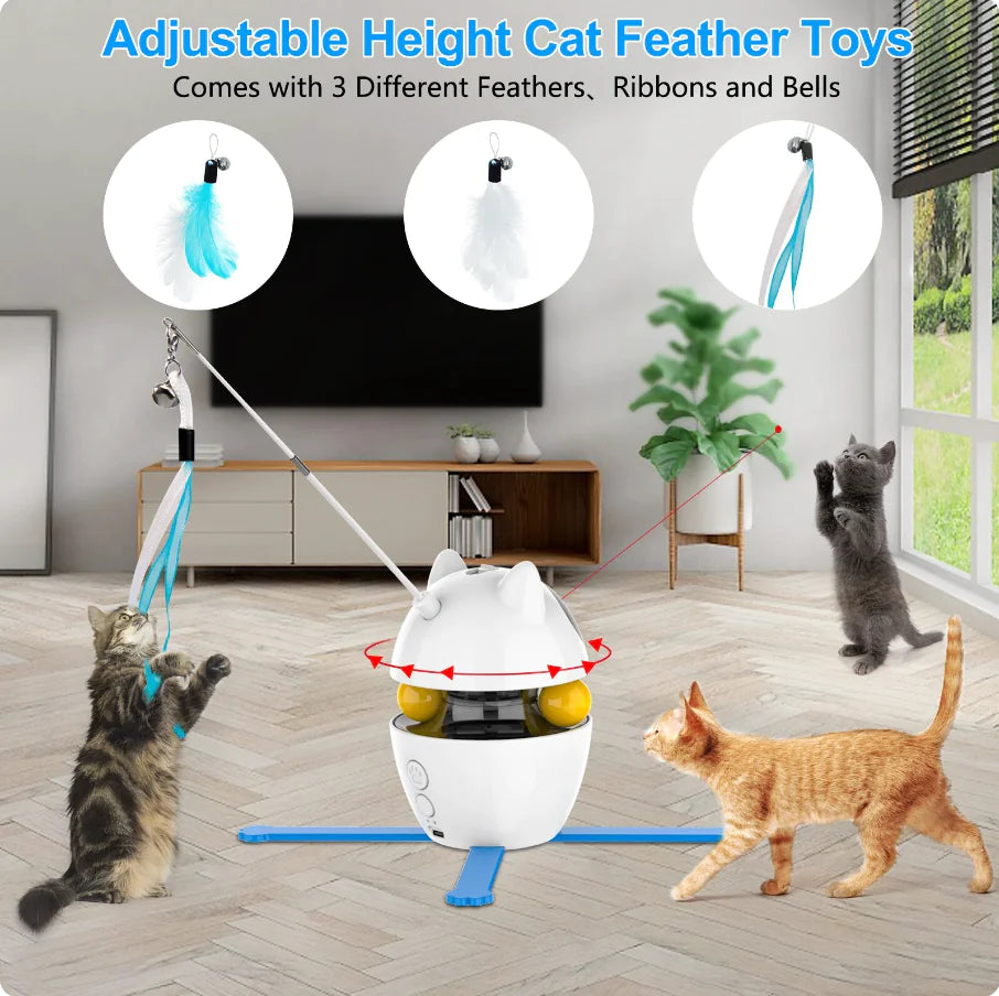 2 in 1 Automatic Red Light & Feather, Rechargeable, Interactive Cat Toys  Cover Indoor Kitten Toys