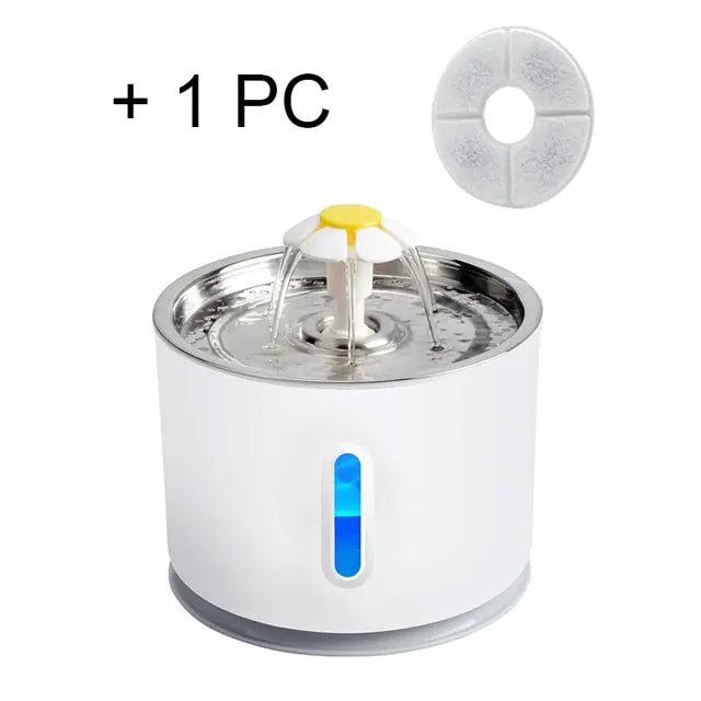 81oz/2.4L Pet Fountain, Automatic Cat Water Fountain Dog Water Dispenser with Replacement Filters for Cats, Dogs, Multiple Pets (steel, Plastic)