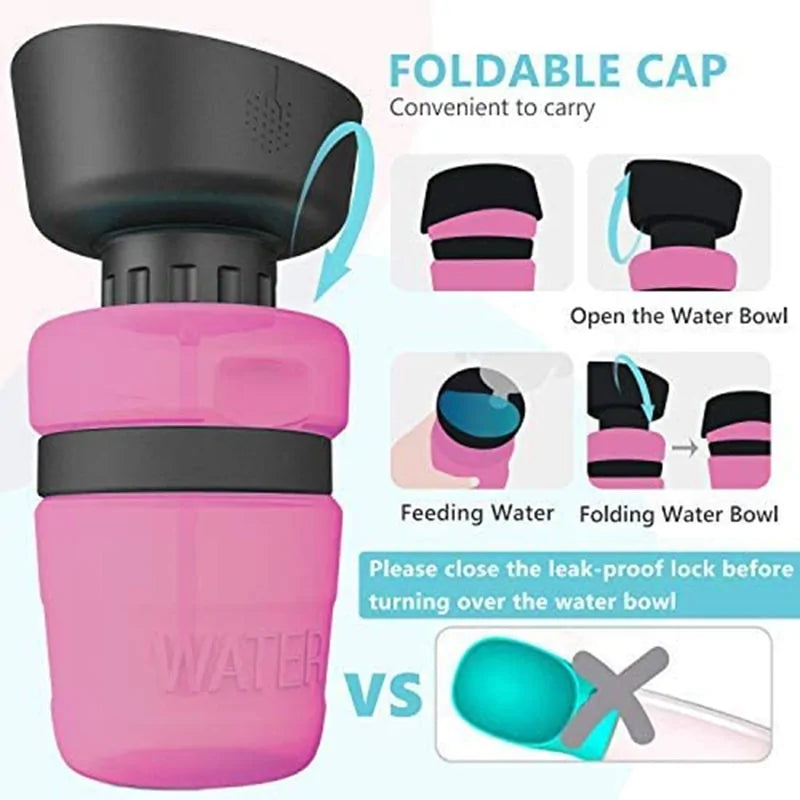 Portable Dog Water Bottle for Walking, Travel Pet Water Bottle Leakproof Collapsible Water Bottle Dog Water Dispenser Fit Any Standard Car Cup Holder