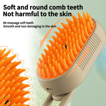 Grooming Pet Combs, 3 in 1 Cat Silicone Steam Brush Foldable Pet Hair Remover For Cat Messaging