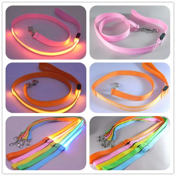 Reflective LED Dog Leash USB Reachargeable Pet Leash Lighted Dog Rope  Flashing Dog Leads for Night Walking