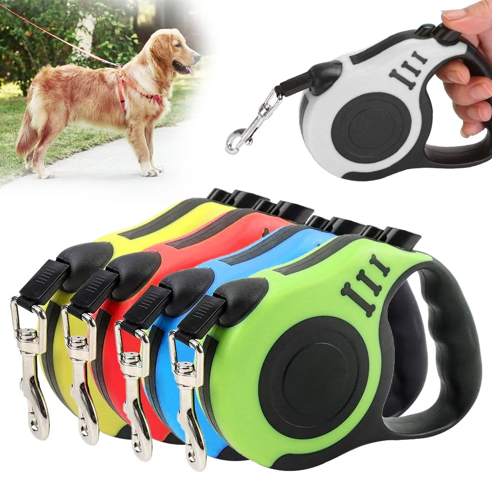 Retractable Dog Leash with Anti-Slip Handle | 16.4 ft Strong Nylon Tape | One-Handed Brake, Pause, Lock