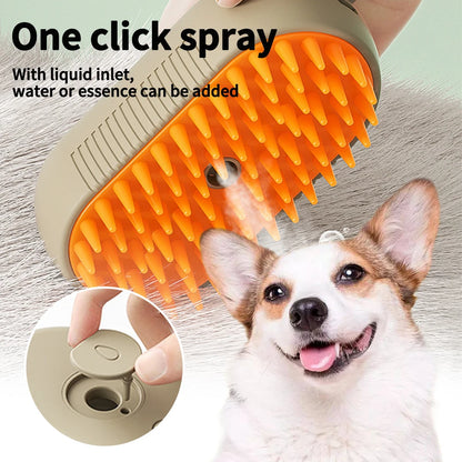 Grooming Pet Combs, 3 in 1 Cat Silicone Steam Brush Foldable Pet Hair Remover For Cat Messaging