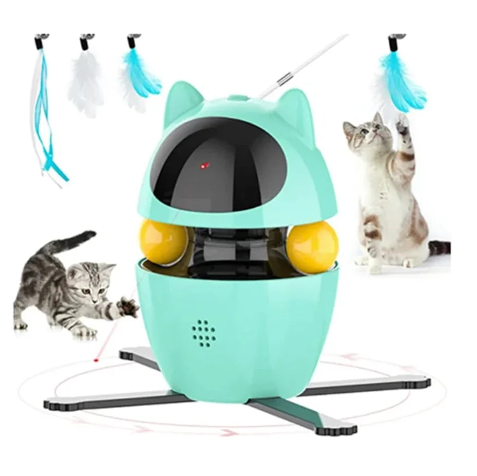 2 in 1 Automatic Red Light & Feather, Rechargeable, Interactive Cat Toys  Cover Indoor Kitten Toys