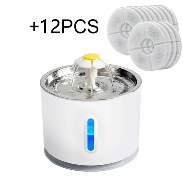 81oz/2.4L Pet Fountain, Automatic Cat Water Fountain Dog Water Dispenser with Replacement Filters for Cats, Dogs, Multiple Pets (steel, Plastic)