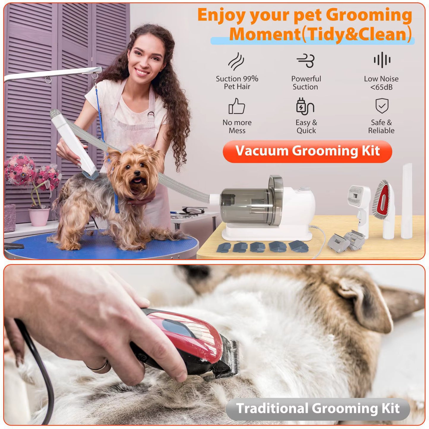 Dog Grooming Vacuum, Dog Grooming Kit, Strong Pet Grooming Vacuum for Dogs,Dog Hair Vacuum,Pet Grooming Tools