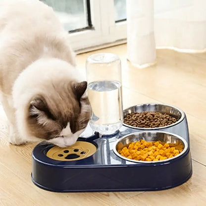 Dog Bowls, Cat Food and Water Bowl Set with Water Dispenser and Stainless Steel Bowl for Cats and Small Dogs