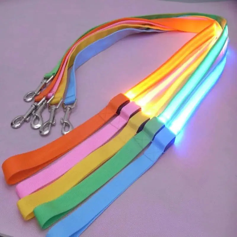 Reflective LED Dog Leash USB Reachargeable Pet Leash Lighted Dog Rope  Flashing Dog Leads for Night Walking