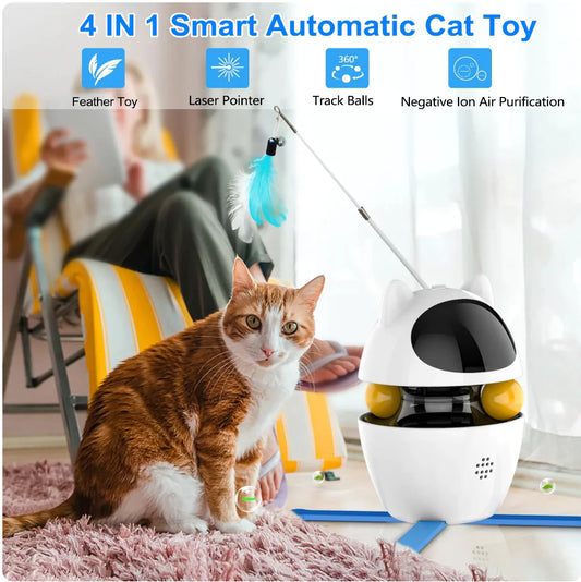 2 in 1 Automatic Red Light & Feather, Rechargeable, Interactive Cat Toys  Cover Indoor Kitten Toys