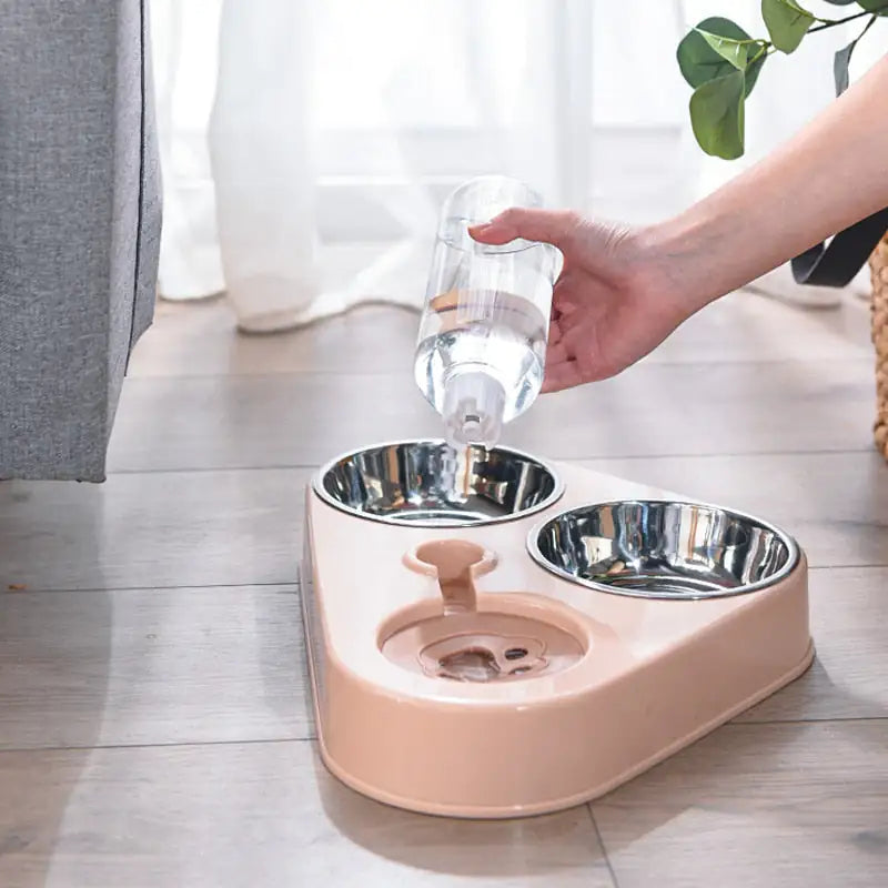 Dog Bowls, Cat Food and Water Bowl Set with Water Dispenser and Stainless Steel Bowl for Cats and Small Dogs