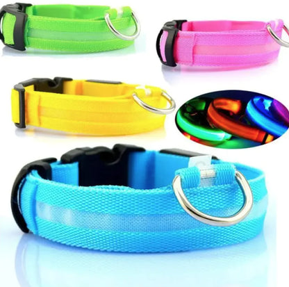 Dog Collar, USB Rechargeable Light Up Dog Collar Lights, Adjustable Comfortable Soft Mesh Safety Dog Collar for Small, Medium, Large Dogs