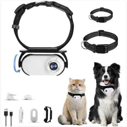 Cat Camera Collar with 128GB,Collar Camera Mini Body for cat, Dog, No WiFi Action Camera for Cats and Dogs,Dog Tracker Camera Collar Outdoor