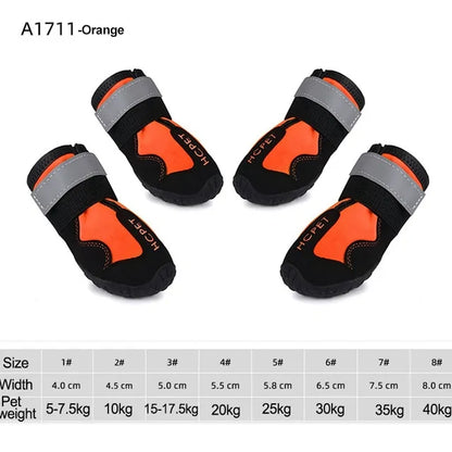 Dog Boots,Waterproof Dog Shoes,Dog Booties with Reflective Strips Rugged Anti-Slip Sole and Skid-Proof,Outdoor Dog Shoes for Small Medium Large Dogs 4Pcs Red-Size 1-8