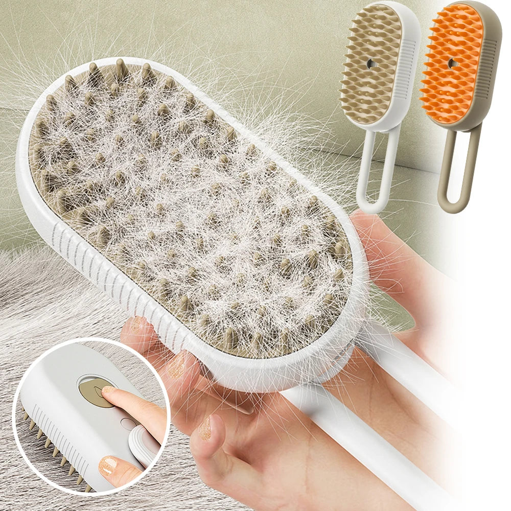 Grooming Pet Combs, 3 in 1 Cat Silicone Steam Brush Foldable Pet Hair Remover For Cat Messaging