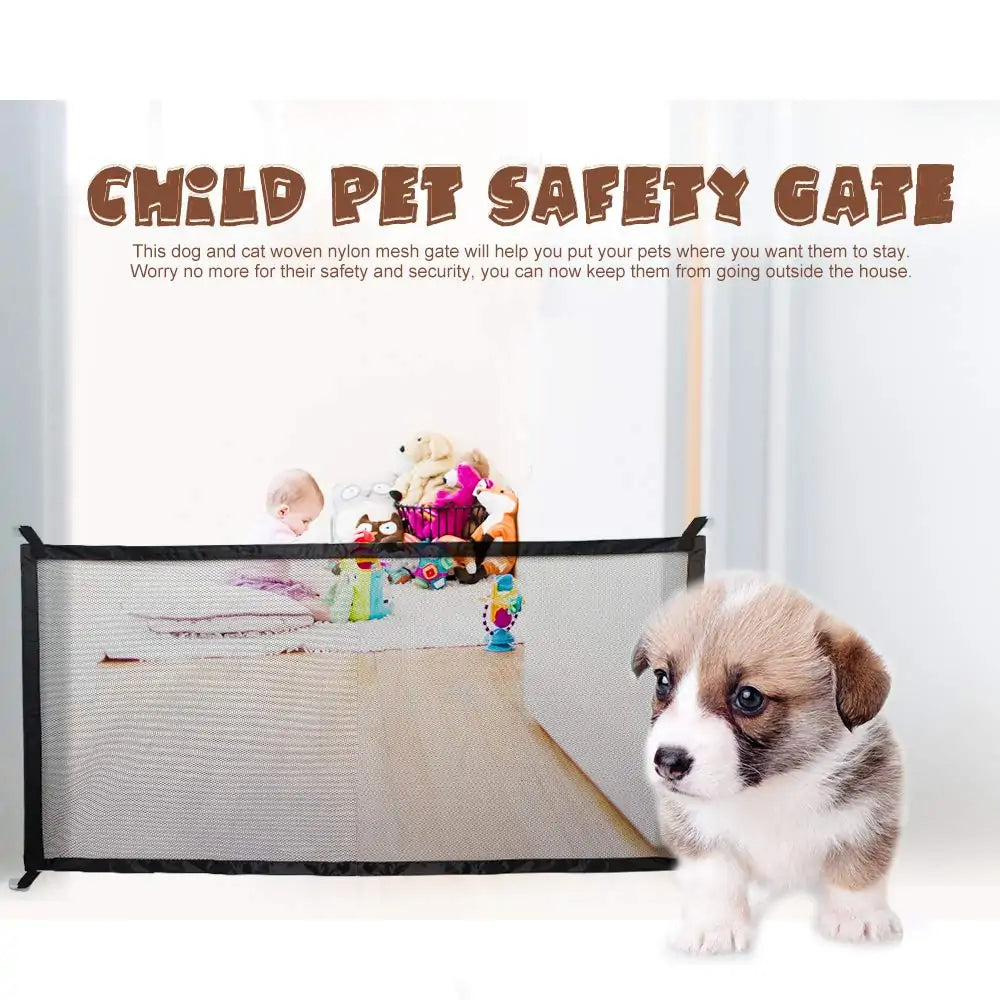 Dog Gate for Stairs Pet Gates for The House: Dogs Screen Mesh Gate for Doorways Stairways Indoor Safety 29 inch Tall, 45 inch Wide