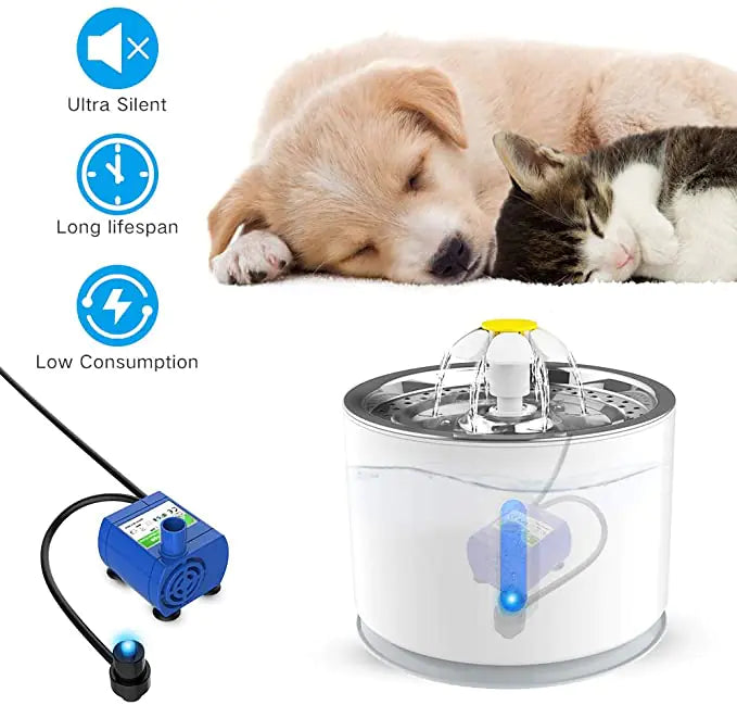 81oz/2.4L Pet Fountain, Automatic Cat Water Fountain Dog Water Dispenser with Replacement Filters for Cats, Dogs, Multiple Pets (steel, Plastic)