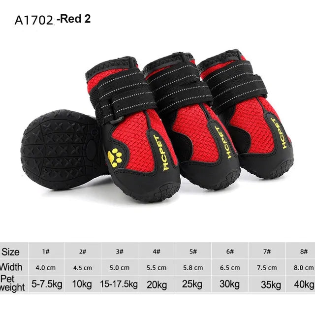 Dog Boots,Waterproof Dog Shoes,Dog Booties with Reflective Strips Rugged Anti-Slip Sole and Skid-Proof,Outdoor Dog Shoes for Small Medium Large Dogs 4Pcs Red-Size 1-8