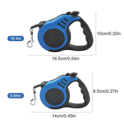 Retractable Dog Leash with Anti-Slip Handle | 16.4 ft Strong Nylon Tape | One-Handed Brake, Pause, Lock